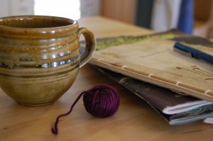 mug with yarn